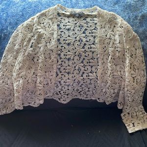 Marina Lace Ivory and Gold long sleeve bolero jacket